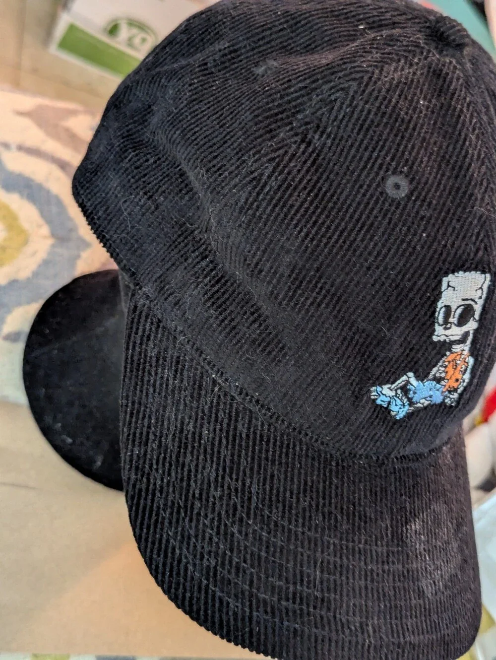 The Simpsons Skeleton Bart Hat Cap Black Corduroy By Mad Engine